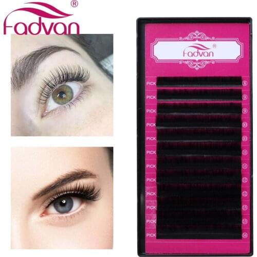 Fadvan False Eyelash Extension J/B/C/D Curl Classic Individual Makeup Lashes Faux Mink Eyelashes Supplies