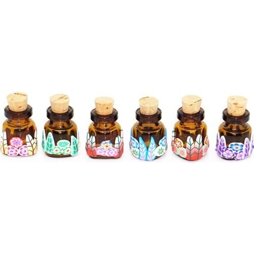 1.6ml Essential Oil Aromatherapy Refillable Bottle Polymer Clay Perfume Bottle Cork Lid Aroma Vials Colorful Handmade 25pcs/lot