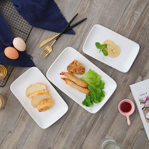 Ceramic White Rectangular Plate Barbecue Plate Sushi Plate Snack Plate Hotel Restaurant Commercial Vermicelli Plate