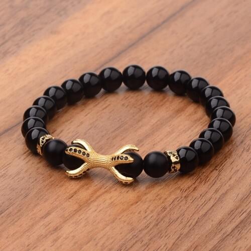 Classic Octopus Black CZ Zircon Pave Elastic Bracelet Homme Beaded Bracelet Men Adjustable Dropshipping