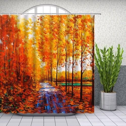 Colorful Plant Trees Scenic Forest 3D print Shower Curtains Bathroom Curtain Frabic Waterproof Polyester Bath Curtain with Hooks