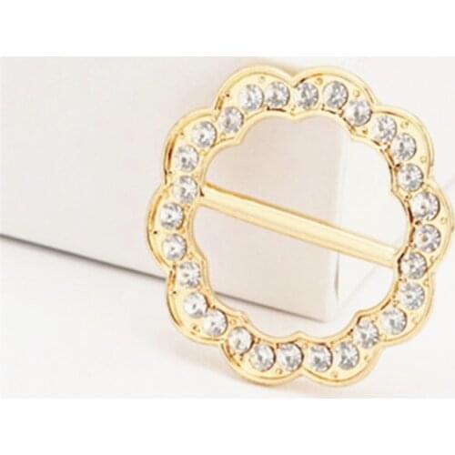 Lace Brooches Flower Crystal Brooch Shawl Ring Clip Scarves Fastener Silk Scarf Buckle Brooches For Woman Jewelry Wholesale