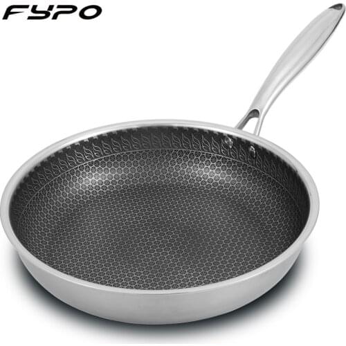 304 Stainelss Steel Frying Pans Non-Coating Cooking Pots Nonstick Pan Nonstick Kitchen Cookware Gas Induction Cooker Used Pans