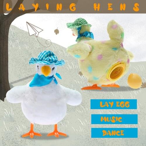 Hen Laying Eggs Plush Magic Chicken Stuffed Toy Electric Music Dancing Kids Gift Fidget Toys Kawaii Baby Toys Детские Игрушки