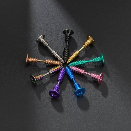 Personality Stainless Steel Colour Screw Earring Fashion Men Women Rock Earring Trend Men Women Hip Hop Motorcycle Party Jewelry