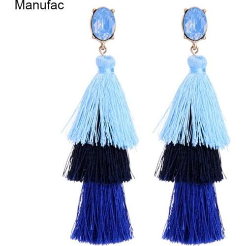 Best Lady 2017 New Fashion Fringed Cheap Statement Tassel Earrings Bohemia Drop Woman Dangle Drops Fringing Gold