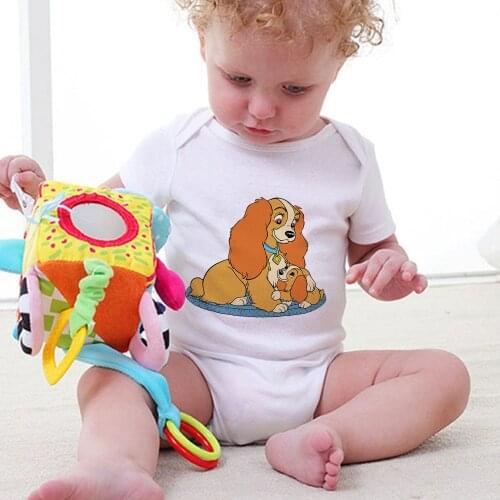 Fashion New Baby Clothes Lady The Tramp Disney Cartoon Printed Tshirt Baby Boys Girls Harajuku Newborn Jumpsuits Bodysuit Romper
