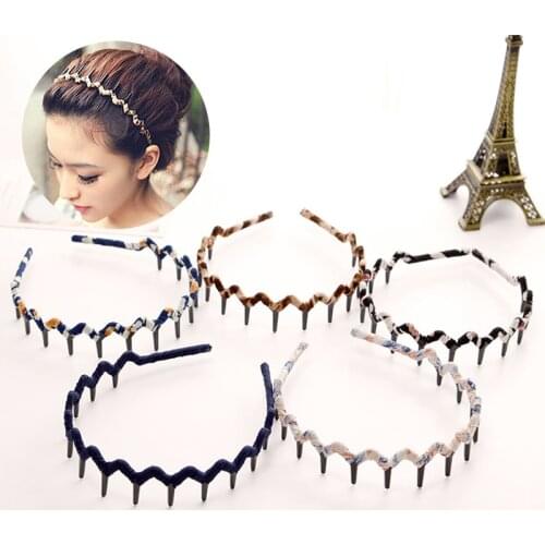 Fashion Headband Hair Comb Wave Zigzag Band Notched Hairband for Women Fall-resistanrt Hair Accessories
