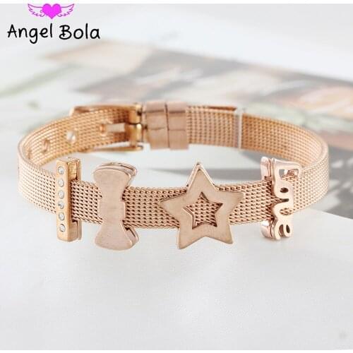 Fashion Luxury Jewelry Gold Stainless Steel Mesh Bracelet Bracelet with Star Bow Knot Bracelet Ladies Party Wedding Lover Gift