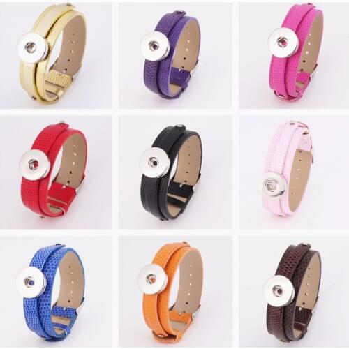 Fashion SE0026 Colorful DIY Leather watchband Trendy snap Bracelets Best-selling Bangles fit 18MM snap buttons jewelry