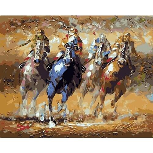 Modular pictures painting on the wall Horse race wall pictures for living room diy Painting By Numbers Kits Acrylic Art DY320
