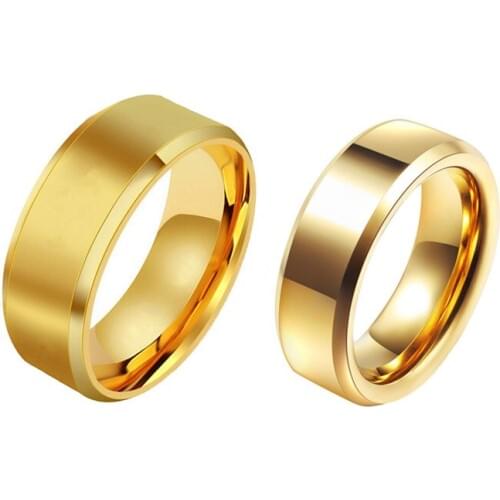 MOREDEAR Romantic Wedding Rings For Lover Gold-Color Stainless Steel Couple Rings For Engagement Party Jewelry Wedding Bands