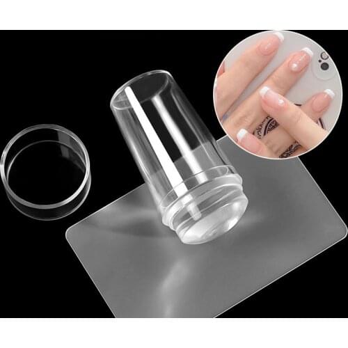 Nail Art Stamping Kit With 1 Set Clear Nail Art Stamper With Scraper Nail Stamping Head With A Lid Big Scraper Manicure Tool