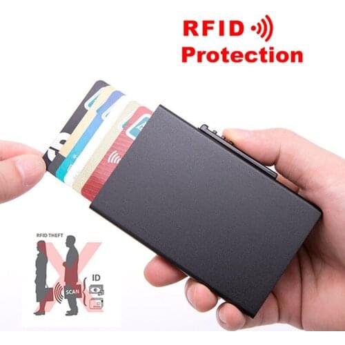 2019 New Aluminum Alloy Credit Card Holder Slim Anti RFID ID/Bank Card Holder RFID Protection Wallet Quality Metal Case Box