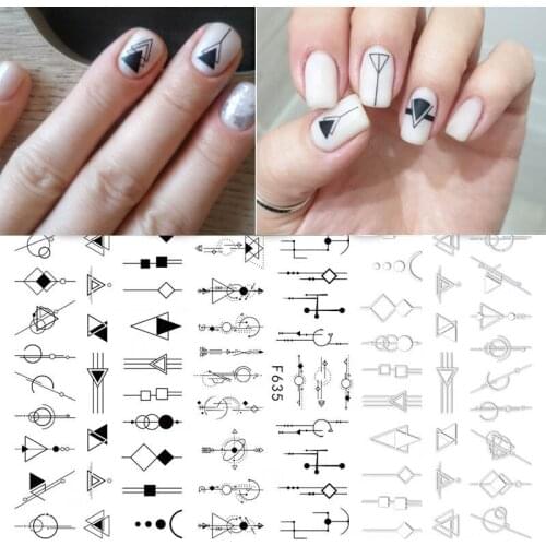 2020 Newest 1pcs balck white 3D Nail Stickers sexy Woman leaf Geometry Adhesive Nail Decals nail art decorations Design Manicure