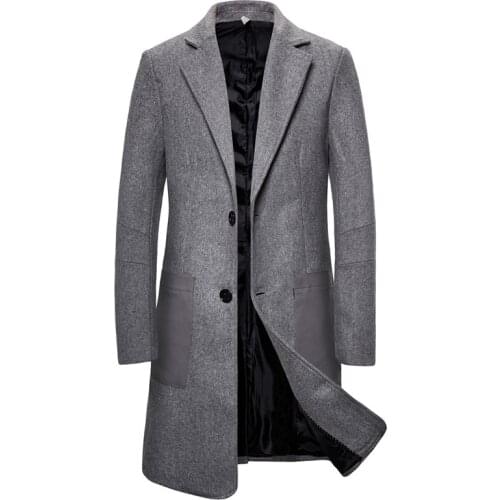 New Arrivals Men Winter Wool Blends Coat British Style Slim Fit Long Woolen Coat Men Brand Windbreaker Jacket Overcoat