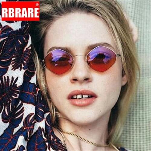 RBRARE Colorful Transparent Sunglasses Women Retro Rhombus Sun Glasses For Men Vintage Metal Small Red Yellow Pink Eyewear Lady