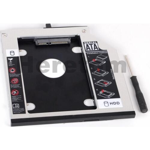 Heretom Aluminum SATA to SATA 9.5mm 2nd HDD Hard Drive Caddy for ThinkPad T400 T500 Laptop DVD CD-ROM Optibay