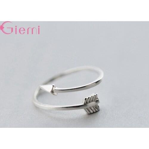 Retro Sweet 925 Sterlig Silver Arrow Adjustable Opening Finger Ring for Women Girl Fashion Trendy Gift Jewelry Ornament
