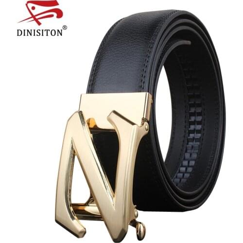 DINISITON High Quality Male New Brand Cow genuine Leather Belts for Men Z letters special letter Automatic Buckle Strap
