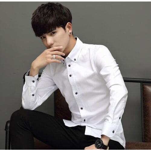 Mens Dress Shirt High Quality Basic Men Shirt Formal Business Twill Fabric Easy Care Long Sleeve White Tops Shirts Men Clothing