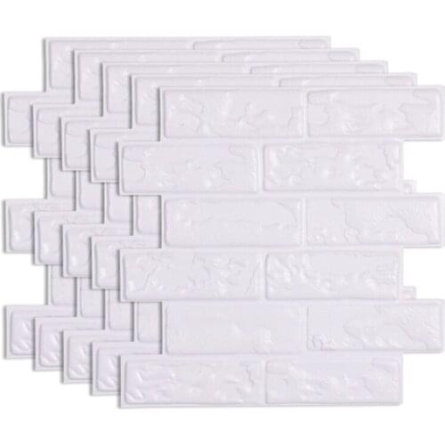 12Pcs 3D Brick Wall Sticker Self-Adhesive Waterproof PVC Wall Paper for Bathroom Oil-Proof Kitchen Stickers DIY Home