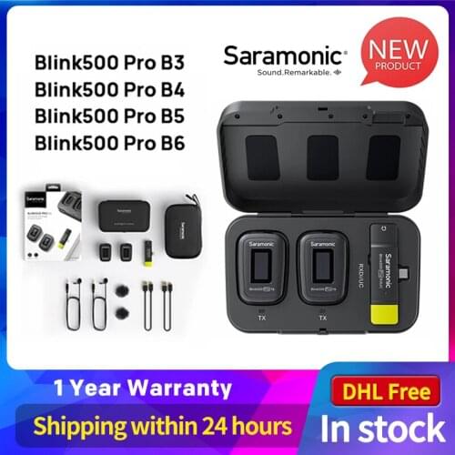 Saramonic Blink500 Pro Ultracompact 2.4 GHz Dual-Channel Wireless Microphone for iOS Android Smartphone Vlog Record Audio Live