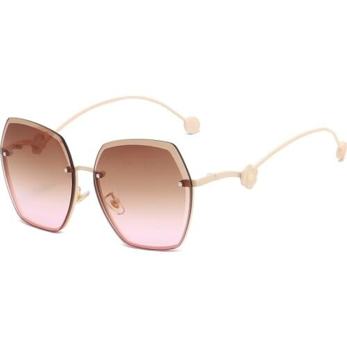 Irregular cut rimless sunglasses women men vintage luxury gradient sun glasses 2021 new style female AS130