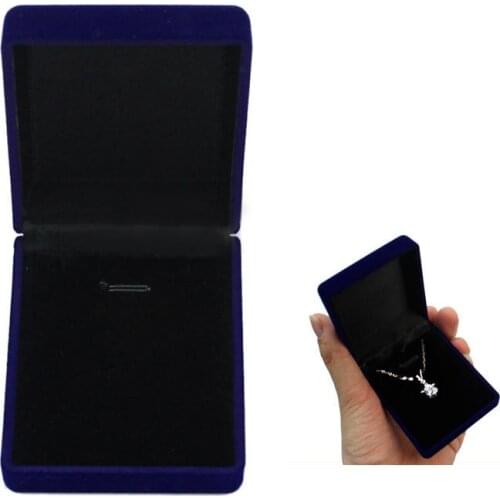 Shellhard Jewelry Packaging Case Velvet Plastic Blue Box For Ring Bracelet Necklace Display Women Wedding Engagement Gift Boxes