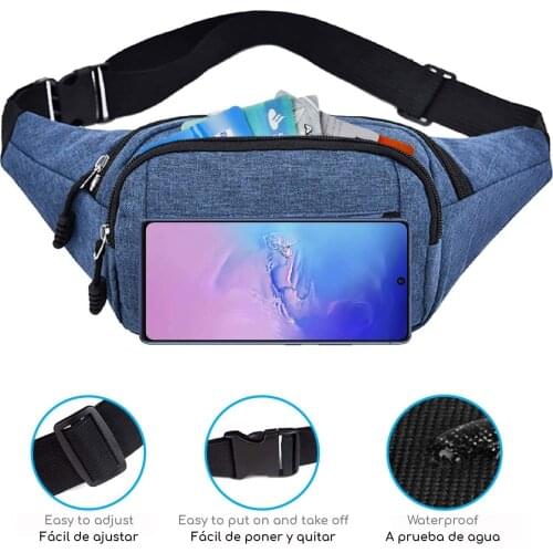 Anreisha Fanny Pack with 4 Zippers Pockets. Water Resistant Waist Bag for Workout, Traveling and Casual Use