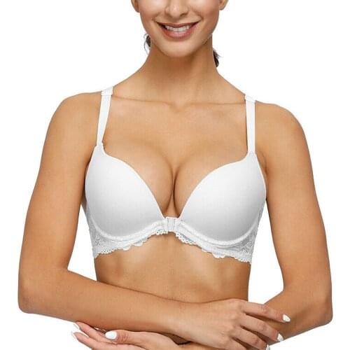 Vgplay 1/2 Cup Front Closure Women Bra Sexy Lace Y-lined Lingerie Push Up Plunge Bra For Women Underwire Brassi