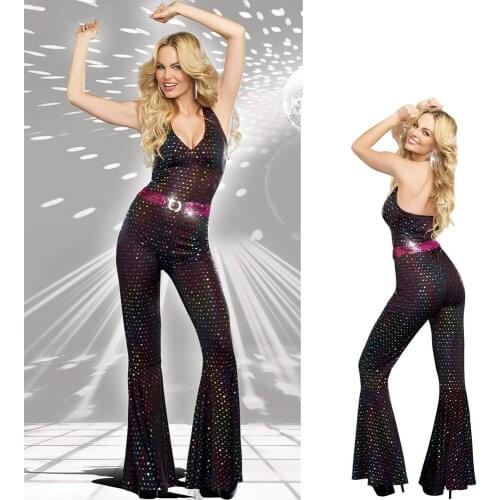 Ladies Women Hippie Hippy Fancy Dress Costume 60s 70s Groovy Flower Power Halloween Outfit MS4126 M XL