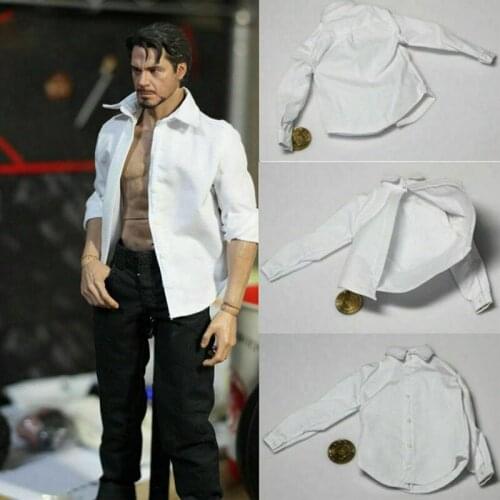 1/6 Long Sleeve White Shirt Clothes Model Fit 12'' Male Action Figure Doll Toy