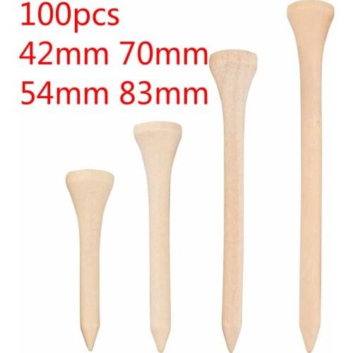 100pcs/pack 42mm/54mm/70mm/83mm Wooden Golf Tees High Quality Golf ball wood Tees