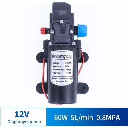 12V 60W 5L / Min Miniature High Pressure Diaphragm Pump With Pressure Switch Type Intelligent Multi-function DC Pump