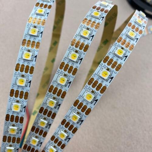 DC12V 5m/roll SK6812WWA(SK6812 IC+warm white+cool white+amber chips inside) led addressable strip;60leds/m;non-waterproof