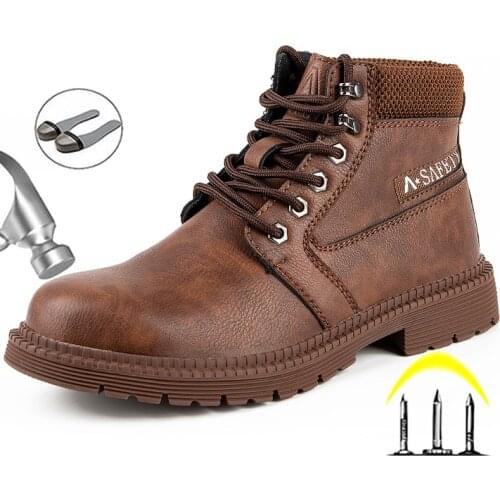 2021 New Male Work Safety Boots Steel Toe Indestructible Work Shoes Anti-puncture Work Shoes For Martin Boots Male Work Footwear