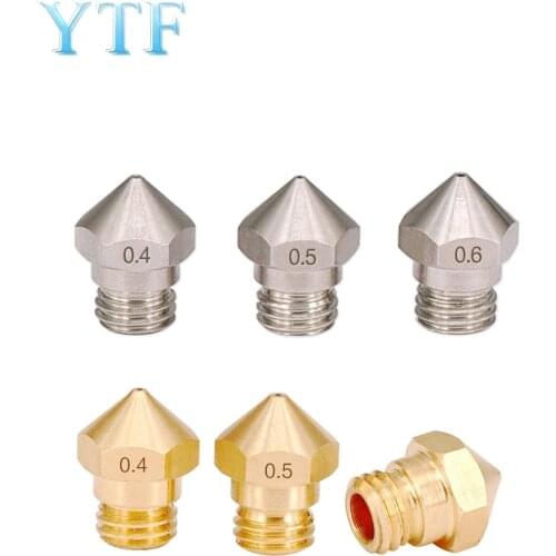 3D Printers Parts MK10 Nozzle 0.2mm 0.3mm 0.4mm 0.5mm 0.6mm 0.8mm Copper M7 Threaded Part For Extrusion 1.75mm Filament Brass