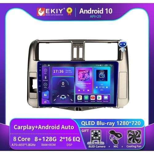 EKIY IPS Blu-Ray Android 10.0 Car Radio For Toyota Land Cruiser Prado 150 2010 2011 2012 2013 Multimedia Player Stereo Carplay