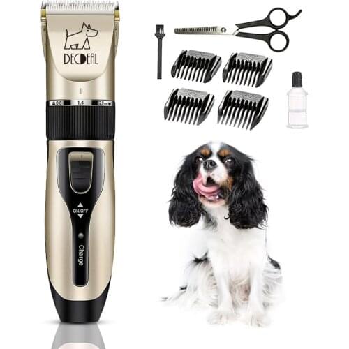Decdeal Electrical Pet Hair Trimmer Rechargeable Clipper Dog Grooming Kit for Small Dogs Cats Low Noise Haircut Machine