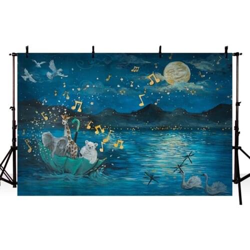 Newborn Baby Night Moon Photography Backdrops Floral Photographic Studio Photo Background Birthday Decorations Prop