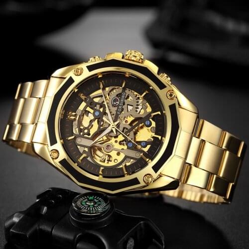 FORSINING Men Self Winding Mechanical Watch Mens Stainless Steel Skeleton Watches Man Fashion Sport Wristwatch Relogio Masculino