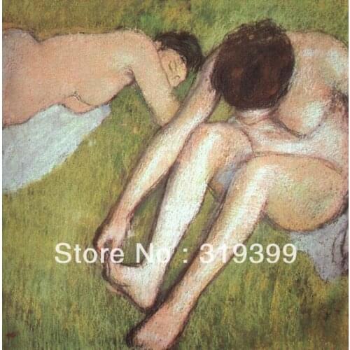 Oil Painting Reproduction on Linen Canvas,Bathers on the grassby by edgar degas,Free DHL Shipping,handmade,Top Quality