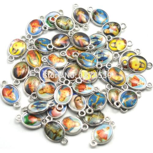 Catholic rosary link medal 2 hole fashion religious bracelet medal