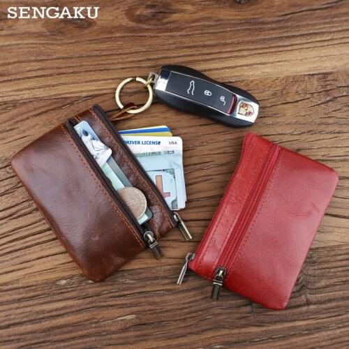 Handmade Genuine Leather Coin Purse Retro Portable Women Wallet Mini Credit Card Holder Zipper Bag Small Child Change Purse