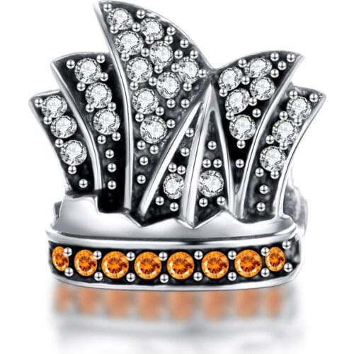 Crystal Paved Sydney Opera House Charms For Bracelets Beads 925 Sterling Silver