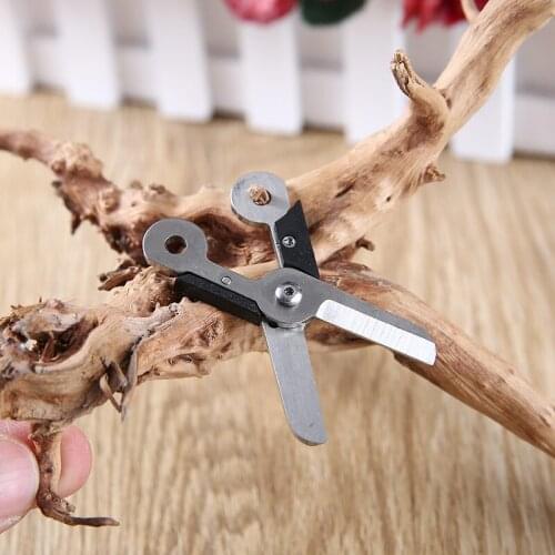 EDC Scissors Mini Pocket Stainless Steel Scissors Spring Gear Key Gadget Outdoor Keychain Fold Ring Latch Keychain Cutter