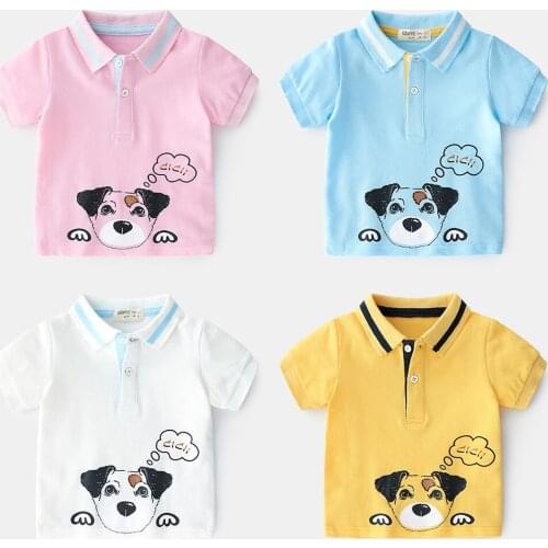Kids Polo Shirts Cartoon Dog Polo Shirt Breathable Polo Shirt For Boy Short Sleeve Tees And Polos School Clothes 2-6y
