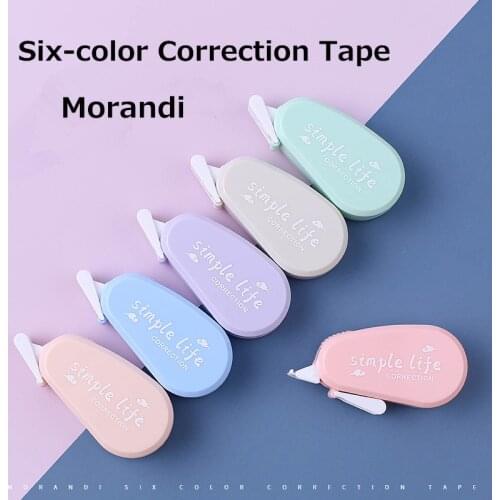 6-Color Set Morandi Portable Correction Tape Cute Transparent Pencil Case Stationery School Office Supplies Kawaii Accessories