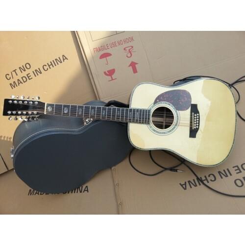 2018 New + Factory + 12 string acoustic guitar solid spruce top 12 strings acoustic electric guitar KSG OEM 12 string guitar